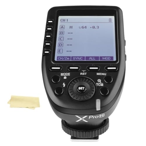 Godox XPro-N i-TTL 2.4G High-Speed Sync Wireless Flash Trigger Transmitter Compatible for Nikon Cameras, 1/8000s,11 Customizable Functions,16 Groups and 32 Channels