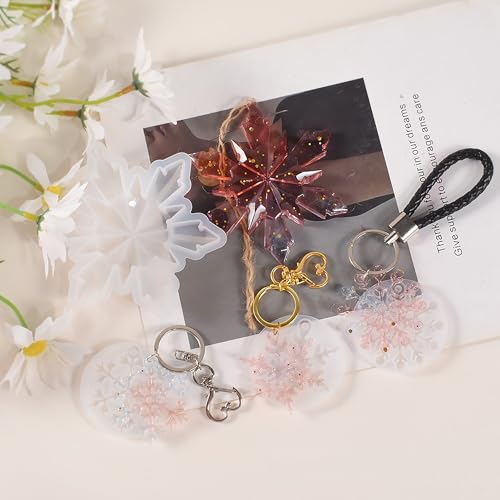 image for ESEENS 8 Pack Pendant Molds Snowflake Resin Mold - Resin Casting Silic