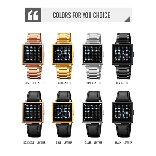 Image of Gosasa Square Men's Luxury Watches Fashion Creative Multifunctional Waterproof Wristwatch, Stainless Steel or Gold and Silver - Toned Leather Strap Gifts for Men