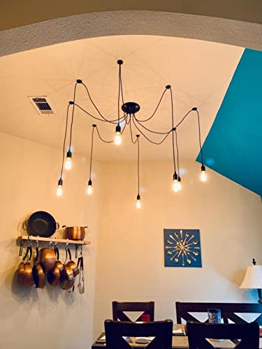 Veesee 8 Arms Spider Lamps Vintage E26 Edison Bulb Style,Diy Chandelier Lighting, Metal Pendant Lights,Retro Chic Drop-Light For Bedroom Dining Kitchen Island Living Room(Each With 78.7In/2M Wire) #TOP2