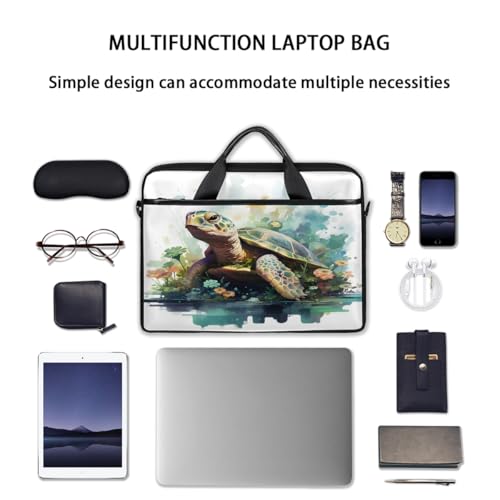 Maletín para laptop con diseño de tortuga y flores 15 pulgadas miniatura 7