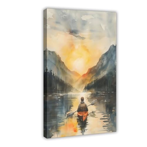 Peinture à l'aquarelle de kayaks : le cadeau idéal sur toile pour passionnés d'aventure