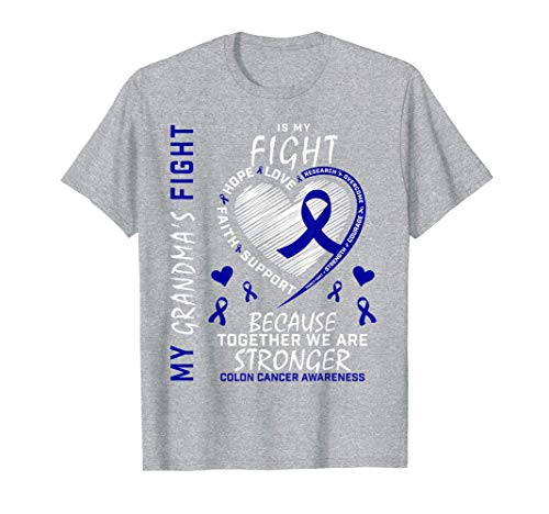 Heart My Fight We Wear Blue Grandma Colon Cancer Awareness T-Shirt