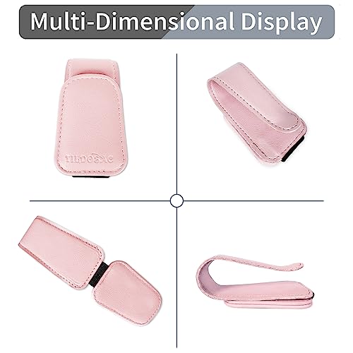 Image of TILDOSAC Magnetic Sunglass Holder for Car Visor,Leather Glasses Holder,Vehicle Accessories Sunglasses Visor Clip for Truck 2 Pack (Black Pink)