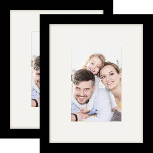 Picture Frames 8x10 2 Pack Made of Solid Wood Black for Wall Mounting and Tabletop Display