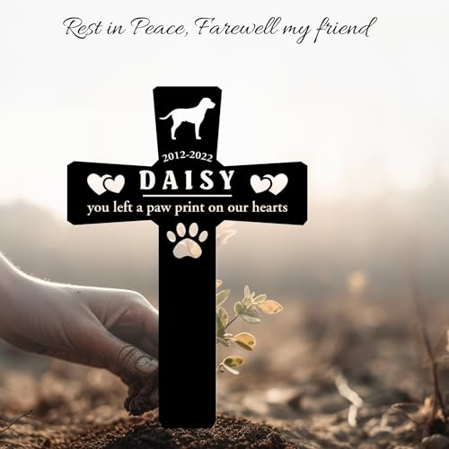 Heganits Personalized Pet Grave Markers Dog, Pet Headstones For Dogs For Lost Dog Sympathy Gift, Waterproof Dog Grave Markers Outdoor thumb #2