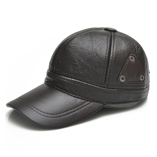AYJYZHIAG 2024 Nuovi Uomini di Stile Berretto da Baseball in Vera Pelle di Mucca Marrone da Baseball all'aperto in Vera Pelle retrò Cappello Regolabile in Vera Pelle di Vacchetta