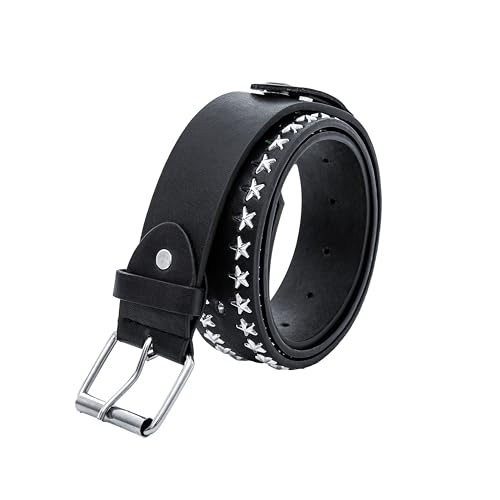 1pc Pentagram LED Belts Studded Leather Belts with Metal Buckles