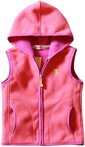 ZETA DIKES Little Girls Hooded Vest Super Warm Polar Fleece Winter Outdoor Sleeveless Outwear 3-4T Rose