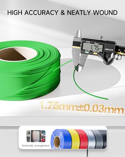 Image of Creality PETG Filament Refill 1.75mm 3D Printer Filament, 1kg (2.2lb) Refilament for Bambu Lab Reusable Spool, Dimensional Accuracy ±0.03mm, Green