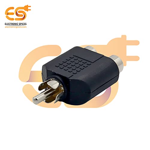 Image of Electronic Spices Single RCA Male to 2 RCA Female Dual Splitter Interface Audio Connector Pack of 20pcs