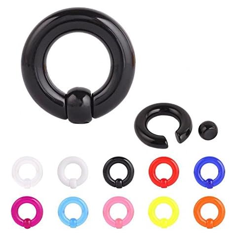 IPINK-10Pcs Acrylic Captive Bead Ring Lip, Belly, Nipple, Cartilage, Tragus, Septum, Earring Hoop 2mm-0G, Acrylic Cover