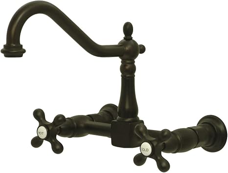 Kingston KS1245AX Wall Mount Bridge Kitchen Faucet, Oil Rubbed Bronze