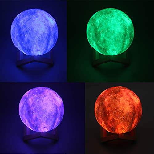 DTOETKD Moon Lamp, Galaxy Lamp Kids Night Light 16 Colors 3D LED Moon Light with Stand, Timing & Remote & Touch Control Brightness USB Rechargeable Christmas Birthday Gifts for Boys Girls Friends