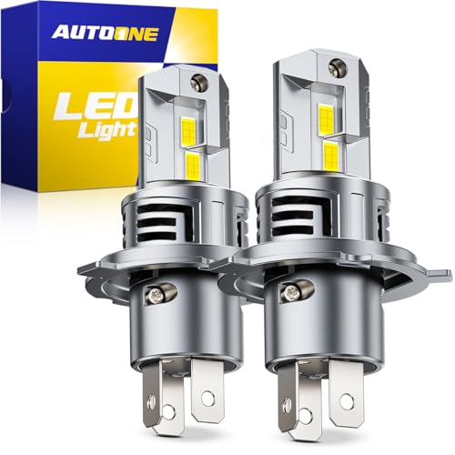 Image of AUTOONE H4 9003 HB2 Bulbs, No Flicker 6500K White, 60,000LM Brightness, Easy 3 Min Plug and Play, IP68 Rated, Long Lifespan, 2 PCS