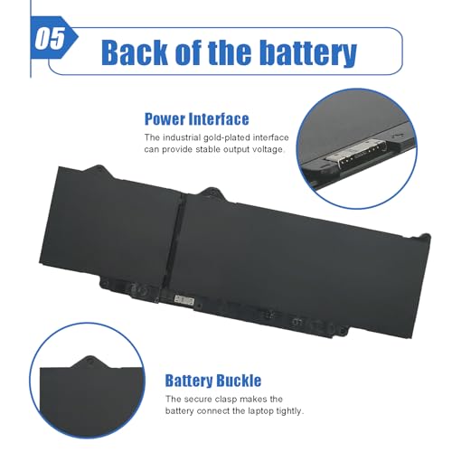 Image of 54Wh DR02P R73TC Laptop Battery Compatible with Dell Latitude 5550 5540 5450 5440 Precision 3590 3580 3480 3490 Series 2X1V9 02X1V9 803W6 0803W6 11.4V 4623mAh