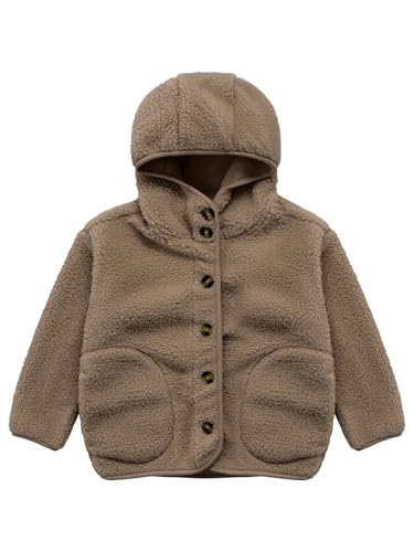 Jhaoyu Kids Girls Polar Fleece Hooded Jackets Long Sleeve Button Overcoat with Pockets Winter Thermal Thick Outerwear3