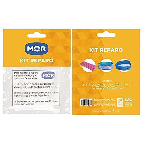 Kit Reparo Piscinas e Infláveis Mor com 5 Unidades e 2 Canudos para Desinflar