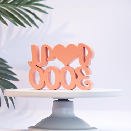 Image of NUKKAD TALES I Love You 3000 Peach Showpiece - Home Decor for Bedroom & Living Room (6.5 x 4.50 inch) - Ideal Center Table or Bookshelf Decoration,Couples & Girls, Engineered Wood, Love