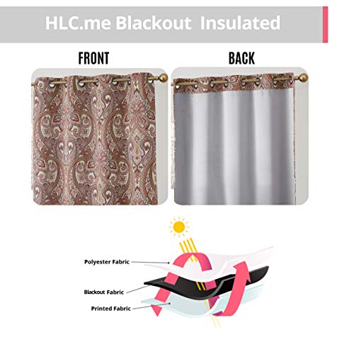 Hlc.me Paris Paisley Decorative Print Damask Pattern Thermal Insulated Blackout Energy Savings Room Darkening Soundproof Grommet Window Curtain Panels For Bedroom - Set Of 2 (50 W X 84 L, Spice Red) #TOP2