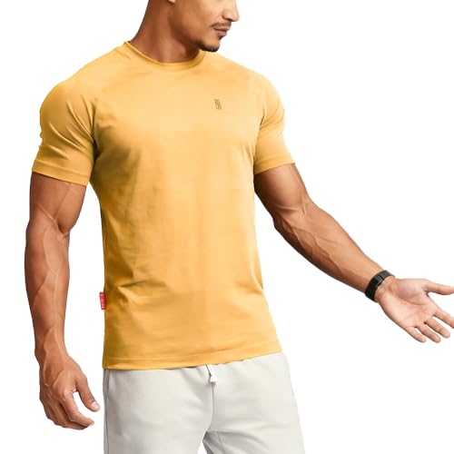 Image of Men's Cotton Short Sleeve Raglan Crew Neck Gym Workout Athletic Tee