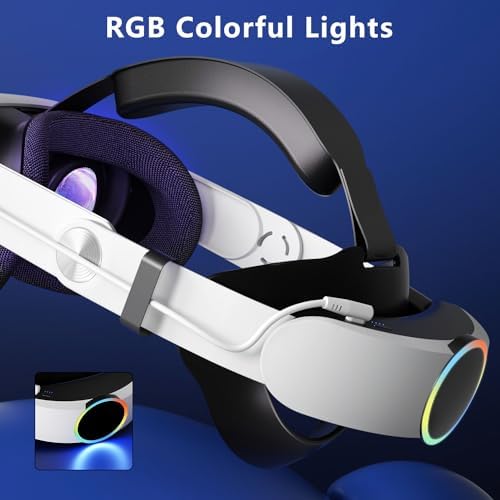 Eslick Head Strap for Meta Quest 3, Elite Strap with RGB Light 10000mAh Battery for Oculus Quest 3 Accessories, Extended 5 Hrs of Playtime