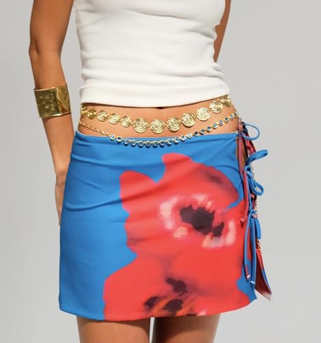 Women Floral Pencil Mini Skirt Y2k High Waist Graphic Bodycon Short Skirts Flower Aesthetic Skirts2