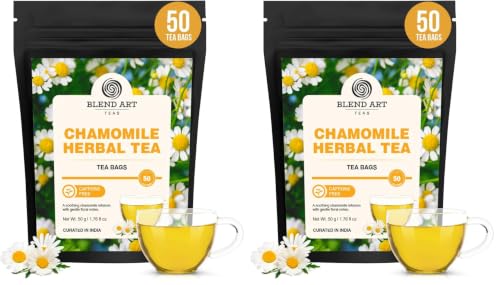 Image of Chamomile Tea For Sleep - Simply 50 Tea bags | SLEEP & RELAXATION | Caffeine Free Flower Based Herbal Tea - Non-Bitter Non-GMO Low Caffeine, Gluten Free Sweet Aroma & Delicious Taste Organic Chamomile Tea | Flower from Dried Flowers & Leaves | Caffeine Free | Loose Leaf Taste | Leaves | For Women & Men