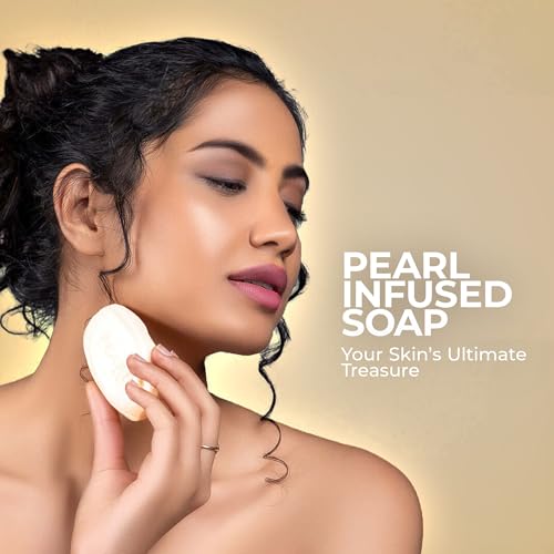 Image of Pearl Whitening Soap with Kojic Acid & Papaya | Skin Brightening Bar for Dark Spots, Acne Scars, Pigmentation | Deep Cleanser for All Skin Types | 3 x 75g Soaps