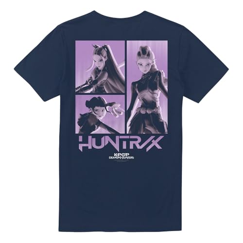 K-Pop Demon Hunters Huntrix Huntr/X Band Grid (Back Print) Unisex T Shirt, Navy, Medium – vue 4