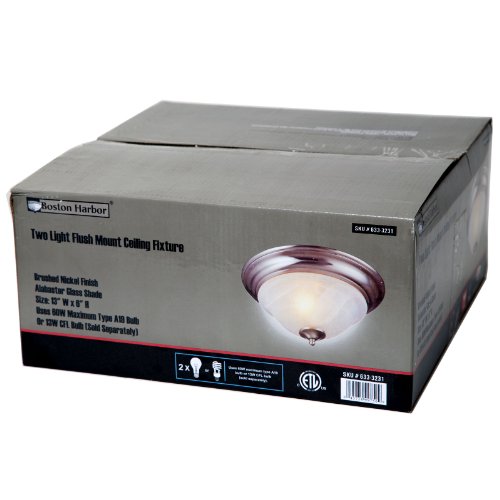 Boston Harbor Brt-Ate1012-Sc3L 6333231 Dimmable Ceiling Light Fixture, (2) 60/13 W Medium A19/Cfl Lamp, Brushed Nickel #TOP3