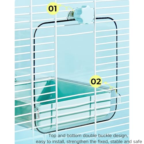 Image of Bird Bath for Cage, Cleaning Pet Supplies Cockatiel Bird Clear Spacious Bathtub with Bottom Drawer for Parrots Parakeets, Conures, Quakers, Portable Shower for Most Birdcage (Green)
