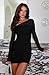 REORIA Womens Long Sleeve Mini Dress One Shoulder Sheer Mesh Ruched Bodycon Off Shoulder Sexy Short Dresses 2025 Fall Outfits Black Onyx Large