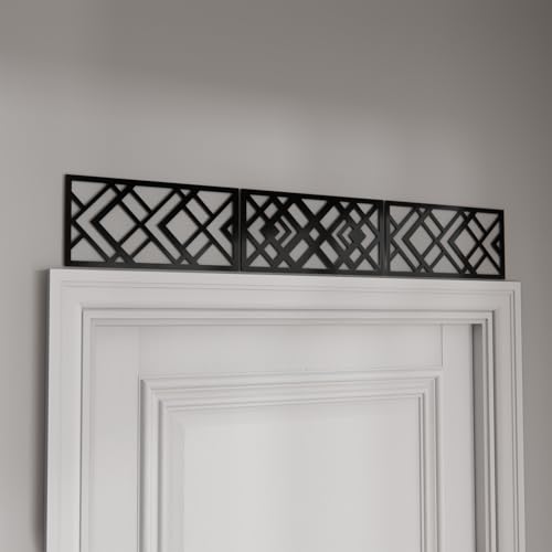 LiveInUrban 3PCS Art Deco Door Frame Decoration Wall Molding Trim for Door Window Fireplace, Zigzag Line Black 5.31"x11.22"