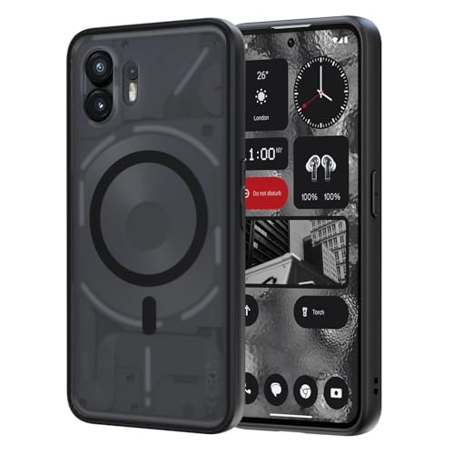 AOMYKE für Nothing Phone (2) Hülle Magnetisch Handyhülle für Nothing Phone (2) [Kompatibel mit MagSafe] Transluzente Matte Anti-Fingerabdruck Kratzfeste PC Rückseite + TPU Bumper Schwarz