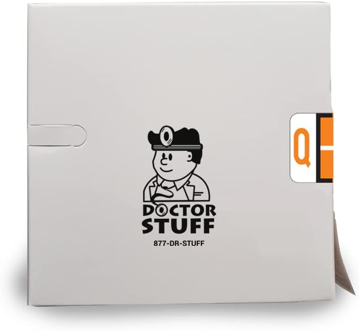 Doctor Stuff - File Folder Labels, Alphabet Letter Q, File Doctor - FDAV Series Compatible Alpha Stickers, Orange, 1" x 1-1/4", 500/Roll