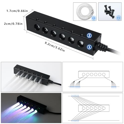 Image of 3.2W 6LEDs Meteor Starlight Headliner Kit, 240pcs 0.01in 6.56ft, RGBW Shooting Stars Fiber Optic Lights with Bluetooth APP Control for Car /Home Theater