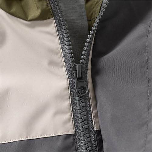 Toddler Raincoat Unisex Hooded 𝗖olor Block Soft Lined Windproof Outwear Zip 𝗪aterproof Jacket with Pocket4