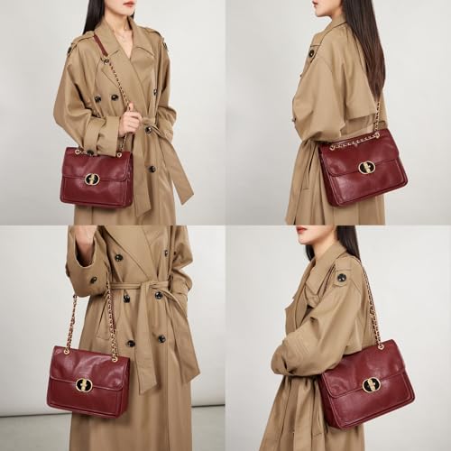 Cnoles Crossbody Bags for Women Fashion Leather Shoulder Bag with Chain Strap Trendy Clutch Satchel bag Ladies Purse2