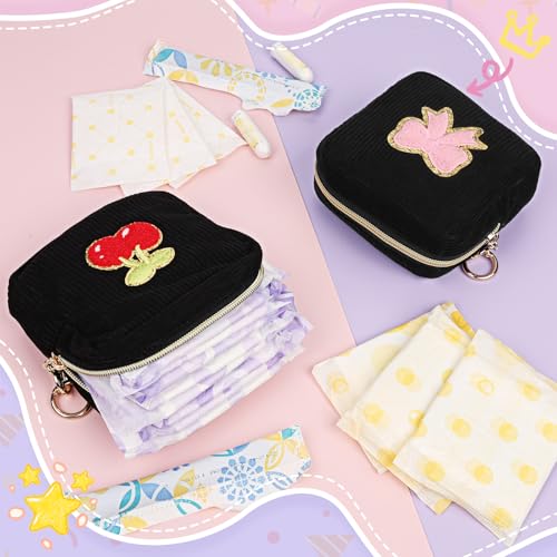 Image of Period Bag for Teen Girls, Corduroy Sanitary Napkin Storage Bag, Menstrual Pad Pouches Tampon Holder for Purse