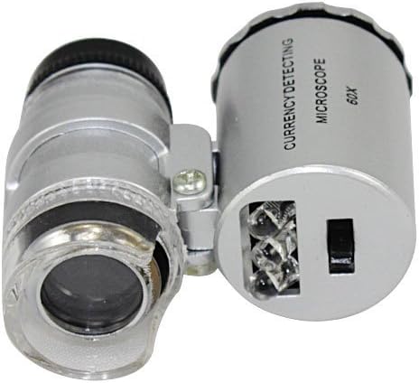 NYKKOLA New Silver 60X Loupe Portable Mini Pocket LED Light Microscope Magnifier