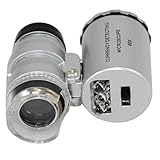 NYKKOLA New Silver 60X Loupe Portable Mini Pocket LED UV Light Microscope Magnifier
