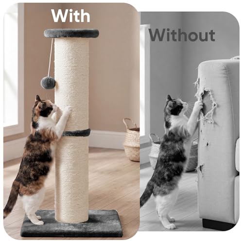 Rascador PAWSCRAT para gatos 81 cm alto sisal natural con bola miniatura 4
