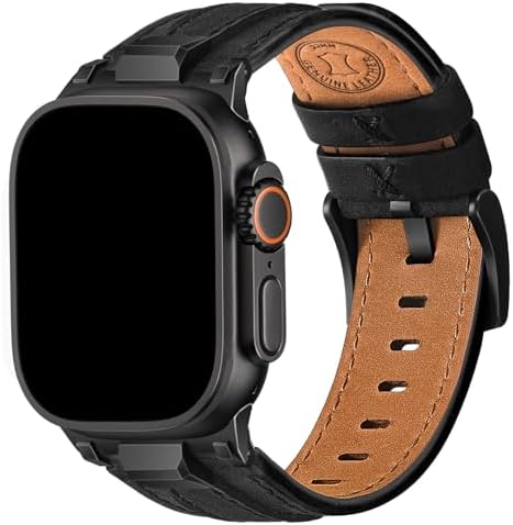 Wristitani Leather Bands Compatible with Apple Watch Band 49mm 46mm 45mm 44mm 42mm for Men, Genuine Leather Durable Matel Connector Replacement Straps for iWatch Ultra3/2/1 SE3/2/1 Series 11 10 9 8 7 6 5 4