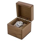 PH PandaHall Caja de reloj de madera de nogal, caja de almacenamiento para reloj, caja de exhibición de relojes, caja cuadrada de regalo con almohada para hombres y mujeres, aniversario de cumpleaños,