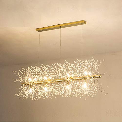 Lustre en cristal rectangle corps en or rose art déco suspension salon