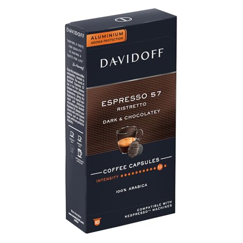 Image of Davidoff Espresso 57 Ristretto Dark and Chocolate Coffee 10 Capsules, 11 /12 Intensity, 100% Arabica, 55G