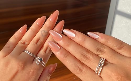 Image of Nude Almond Shape Press-On Nails For Women And Girls | 24 Reusable False Nail Extensions With 24 Gel Glue Tabs | Stick-On Manicure Kit For Parties, Weddings And Gifts