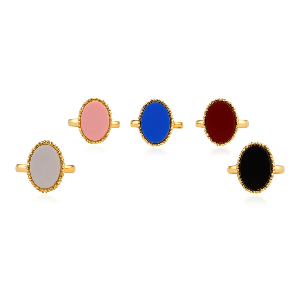 gc premium jewellery Modern Gold Plated Round Edge Adjustable Ring Combo Set-picture-46