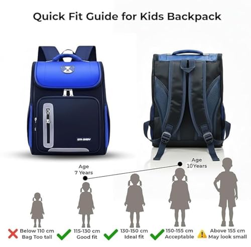 Image of Bear Print Flap School Bag for Boys Girls 6-10 Years Waterproof Lightweight Kids Backpack Large Capacity Student Bag for Books & Padded Straps & Back Support